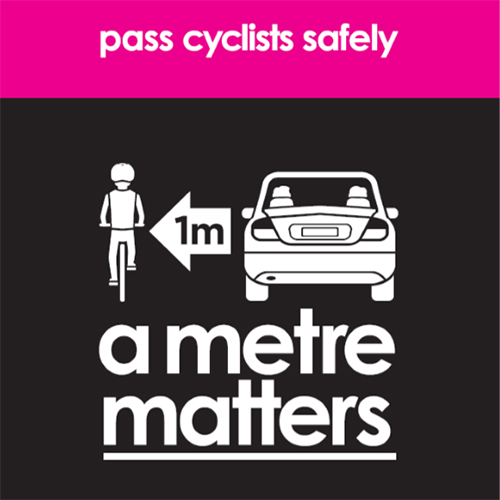 Link to 'a metre matters' Cycle Safe Communities informatin by Amy Gillet Foundation.