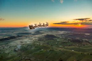 Santa flying over the Bega Valley